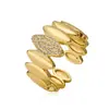 Anillo de lujo ligero de moda transfronteriza europea y americana con personalidad de nicho para mujer, anillo abierto geométrico de circonita chapado en oro de 18 quilates con baño de cobre