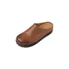 Meias Pantufas Femininas de Couro com Fivela Planas Sapatos Femininos Novo Estilo Couro de Vaca Camada Superior Sandálias e Pantufas Mueller para Mulheres