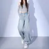 Color Claro Machete Jeans Mujer 2025 Nuevo Cintura Alta Pierna Ancha Suelto Pequeño Recto Plátano Hoz Pantalones