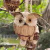 Estilo Pastoral Pingente de Coruja de Palha Feito à Mão Decoração de Parede para Casa Pingente de Parede de Planta Retrô Conjunto de Anéis de Rattan Outros