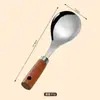 Colher de Arroz Criativa Tridimensional de Madeira Maciça, Colher de Arroz Vertical Antiaderente, Colher de Arroz Doméstica de Aço Inoxidável para Panela de Arroz, Atacado