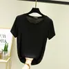 Nueva camiseta de modal de manga corta con cuello redondo para mujer, fina y adecuada para usar como capa exterior, se puede usar como capa base o combinar con tops casuales de talla grande