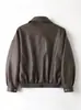 Jaqueta de Couro Genuíno HN6102-1 Grão de Elefante Pele de Ovelha Silhueta Solta Estilo Biker Europeu Americano Jaqueta de Lapela Roupa Exterior Feminina