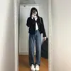 Jaqueta Elegante Estilo Chanel Preta para Outono e Inverno Feminina, Casaco Curto de Tweed de Nicho Inspirado no Design de Primavera e Outono