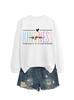Gentileza É Gratuita Europeu e Americano Outono e Inverno Ebay Amazon Moda Versátil Camiseta de Manga Comprida com Gola Redonda Feminina Moletom