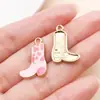 20 Estilos de Colgantes de Aleación de Esmalte Rosa/Marrón de Dibujos Animados Sombrero Vaquero Occidental, Bolsa de Dinero, Cabeza de Vaca, Botas Accesorios para Joyería DIY