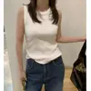 Ropa de Mujer de Comercio Exterior de Dongdaemun, Corea - Camiseta sin Mangas Deportiva de Moda Ajustada con Cuello Redondo, Nuevo Estilo de Verano para Mujeres