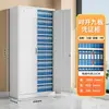 Armário de aço com porta de vidro, armário de arquivo de metal trancável para escritório, armário de armazenamento multicamadas ajustável para documentos