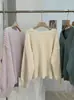 KEKEZOON Suéter de Punto Acanalado de Color Sólido con Cuello en V para Mujer Otoño Invierno Engrosado Manga Larga Holgado Tendencia 9292