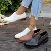 Código exterior talla grande mocasines bordados vintage mujer 2026 primavera otoño punta fina tacón grueso sin cordones estilo británico zapatos pequeños de piel