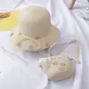 Chapéu de Sol de Palha para Praia de Verão 2019 para Crianças, Chapéu de Sol para Mulheres, Bolsa de Palha, Conjunto de Duas Peças