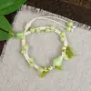 Pulsera de Cuerda Trenzada de Cerámica Fresca Estilo Viajero de Jingdezhen, Pulsera de Trébol de Cuatro Hojas, Joyería Artística Hecha a Mano, Venta al por Mayor para Atracciones Turísticas
