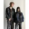 Jaqueta masculina estilo americano 2026 em couro PU com bordado, jaqueta patchwork estilosa de streetwear unissex de alta qualidade