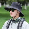 Verão proteção solar montanhismo chapéu de pescador feminino ao ar livre aba grande caminhadas proteção solar chapéu de pesca grande circunferência da cabeça ocidental chapéu de cowboy masculino