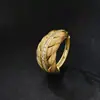 Anillo de Pluma con Tachuelas de Diamante Vintage Yu Hong, Lujo de Nicho con un Toque de Alta Gama, Anillo de Espiga de Trigo Cepillado Hecho a Mano