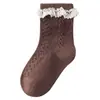 Calcetines para Bebé 2026 Otoño e Invierno Algodón Peinado Transpirables Calcetines de Encaje para Niñas Calcetines de Princesa Sin Costuras que no Aprietan