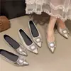 Sapatos de Salto Interno Aumentador de Altura Apontados Estilo Francês com Strass para Mulheres, Novos Elegantes Sapatos Mary Jane de Fada para Primavera e Outono