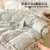Súper suave~Estilo pastoral francés juego de cuatro piezas 100% algodón puro con funda de edredón de encaje floral pequeño, juego de tres piezas de algodón, ropa de cama Nantong