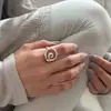 Anillos vintage de segunda mano para apilar, estilo old money, anillos dorados exagerados, accesorios de anillos abiertos versátiles de alta gama