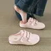 Chinelos de Enrolar com Velcro para Mulheres 2026 Verão Novo Estudante Sapatos de Solado Grosso Preguiçosos Slip-On Casuais Versáteis Meio Chinelo
