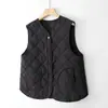 2026 Otoño/Invierno Nuevo Chaleco Acolchado Delgado de Algodón Versátil Casual Artístico con Botones a Presión y Bolsillo Lateral para Mujer