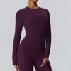 Top esportivo de treinamento de manga longa justo, estilo europeu e americano, escovado dos dois lados, para yoga, camiseta respirável para corrida e fitness 52540