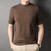 Suéter de Veludo Dupla Face Masculino Jovem Outono/Inverno 2024 Manga Curta Gola Meia-alta Camiseta Manga Curta Moda Fina Manter Aquecido