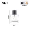 Botella de perfume de vidrio transparente, gruesa, cuadrada y plana de 100 ml al por mayor con atomizador de 15 mm para dispensar fragancias y cosméticos, botella vacía tipo prensa