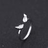 Anillo abierto de plata de ley 925 con forma de ángel y diamantes, joyería femenina de plata de ley de moda coreana.