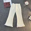 Calça Flare Nova Estilo Inverno 2025 para Meninas, Versátil e Fashion, Calça Infantil Grossa com Forro de Fleece e Bainha Integrada de Fleece