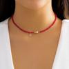 Amazon Europeo y Americano Lujo Ligero para Mujer Cadena de Collar Plana Simple Cadena para Clavícula de Perlas de Arroz Estrella Cadena de Clavícula de Temperamento de Moda Recomendada