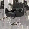 Cadeira de Cabeleireiro Estilo Barbearia com Apoios de Braço em Aço Inoxidável, Cadeira para Alisamento de Cabelo, Cadeira de Cabeleireiro com Altura Ajustável, Apoio para Pés em Aço Inoxidável, Cadeira Giratória