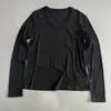 Camiseta Casual de Manga Larga para Mujer, Cuello Redondo, Nuevo Estilo Otoño, Color Sólido para el Día a Día, Versátil, Transpirable, Top Elástico