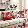 Funda de Almohada Transfronteriza Nuevo Día de la Independencia con Estrellas y Letras Estampado Digital para Sofá, Coche y Cabecera de Cama