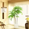Planta Artificial Verde Nandina Bambu Planta Falsa High-End Luxo Leve Árvore Decorativa para Sala de Estar Ornamentação de Chão Interna Grande em Vaso