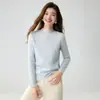 Suéter suave y acogedor de cachemira para mujer, tejido de punto tipo jersey con cuello semialto, estilo para ir al trabajo, capa base elegante, nueva ropa cálida de otoño e invierno