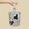 Bolsa Tote Portátil para Trabajadores de Oficina, Bolso Cubo de Lona, Lindo Bolso de Mano con Forma de Cubo para Almuerzo, Bolso de Mano para Salidas de Madres