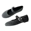 Sapatilhas Femininas Estilo Francês 2026 Primavera e Outono Novo Design Retrô Sapatos Baixos de Ballet Boca Rasa Sapatos Mary Jane com Strass