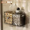 Caixa de Armazenamento para Algodão, Prateleira de Armazenamento de Parede para Banheiro sem Furos, Porta Cotonetes e Batom, Porta-Lenços de Luxo de Alto Valor