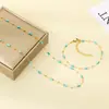 Cadena de Cuentas Estilo Minimalista de Fábrica Collar para Clavícula de Mujer Diseño de Nicho Acero Inoxidable Vidrio Resina Juego Ajustable