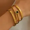 Pulsera de Acero de Titanio de Alta Gama Más Vendida al por Mayor para Mujer, Chapada en Oro de 18K, Joyería de Acero Inoxidable que No se Desvanece, Accesorios de Concha para Mujer
