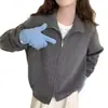 Chamarra Suéter de Color Sólido con Doble Cremallera para Mujer, Nuevo Estilo Coreano Otoño e Invierno Estilo Casual Perezoso Suave y Holgado Cardigan de Punto