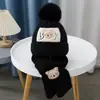 Conjunto de chapéu e cachecol infantil, design de dinossauro de desenho animado, conjunto unissex para bebês, conjunto quente de inverno para bebês e crianças maiores, conjunto de tricô feito sob medida