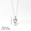 Colar transfronteiriço novo em aço titânio feminino moda simples luxo zircônia em formato de coração corrente para clavícula feminina joia em estoque atacado