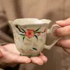 Taza Maestra Flor de Durazno del Fabricante Taza de Té de Oficina Juego de Té Kung Fu Chino Regalo para Pareja Taza con Asa en Forma de Corazón de Cerámica