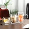 Taza de Café Resistente al Calor de Doble Capa con Asa, Taza de Doble Capa, Taza de Leche, Vidrio Aislante de Alto Borosilicato, Vidrio de Alto Borosilicato