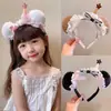 Urso Sorvete Bola de Pelo Fofa Faixa de Cabelo com Laço de Renda Divertido para Crianças Acessórios de Cabelo Sem Pressão