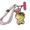 Llavero de Gato Hello Kitty Lindo Colgante Kt Cadena de Teléfono Móvil de Oro Puro Colgante para Bolsa de Lista Dorada Coche