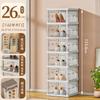 Zapatero Plegable de Plástico Transparente Caja para Zapatos Almacenamiento de Doble Puerta Caja de Almacenamiento Hogar Entrada Tamaño Grande Multicapa Simple a Prueba de Polvo Zapatero
