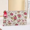 Bolsa de cosméticos grande com borla transfronteiriça, bolsa de armazenamento de desenho floral com grande capacidade para mulheres, bolsa de lápis para estudantes